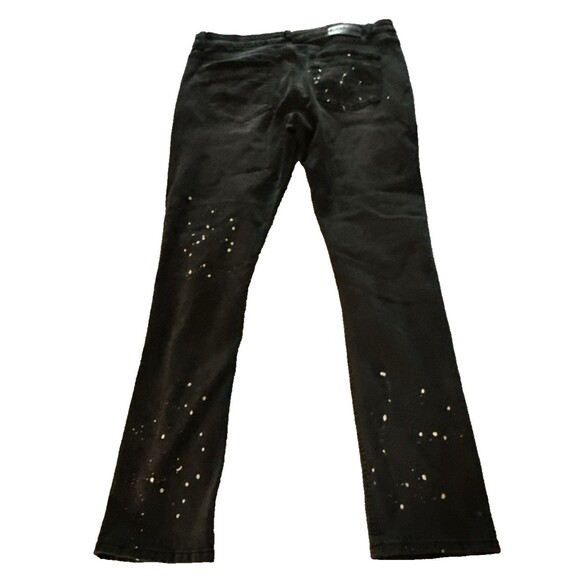 M Society Distressed Ribbed Ripped Paint Skinny Jeans Men's Size 38x32 Black - Picture 2 of 16